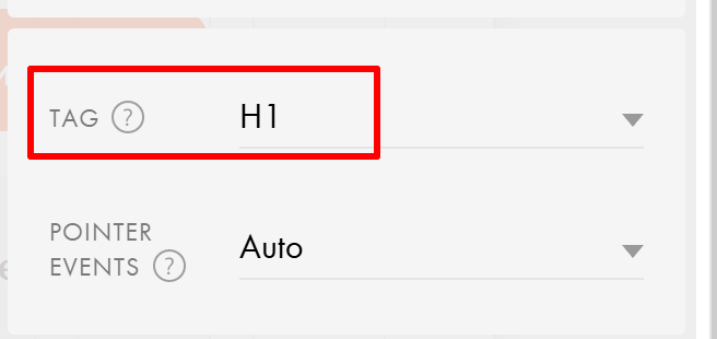 Выбор тега H1 в Тильде
