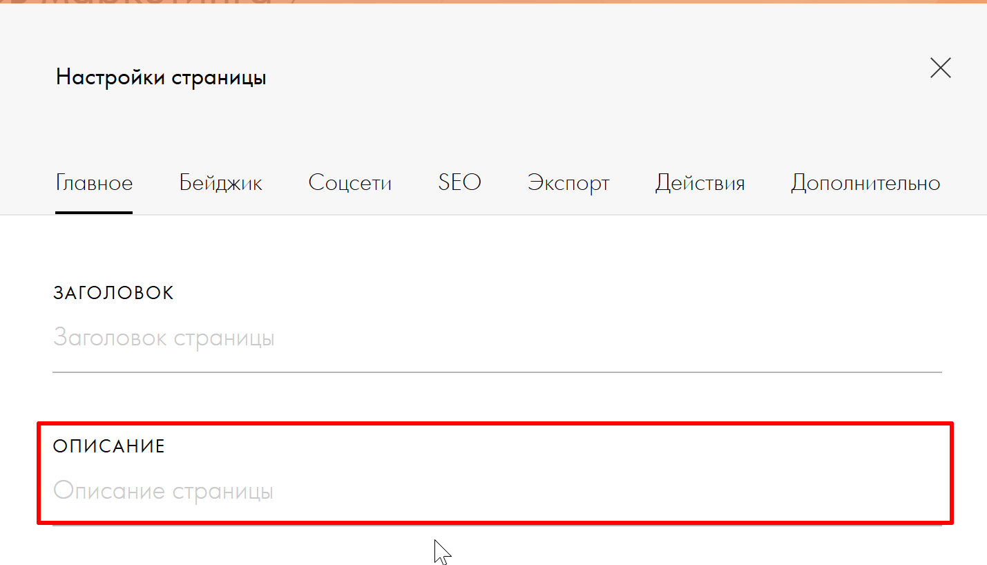 Настройка описания в Tilda