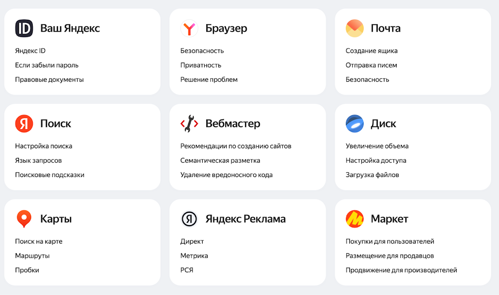 Главная Яндекс Справки