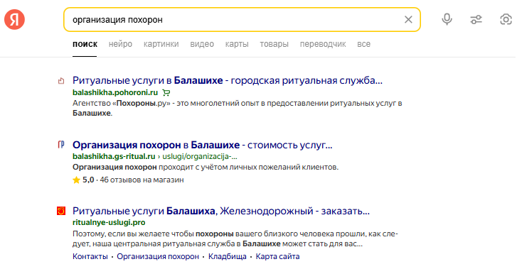 Пример успешного ранжирования регионального поддомена в Подмосковье